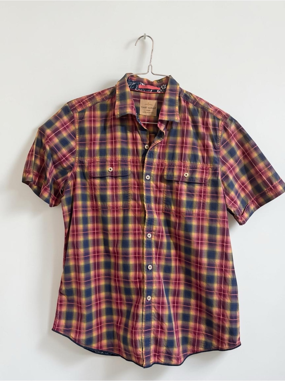 Tommy Bahama Short-Sleeve Plaid Button-Up Shirt - M